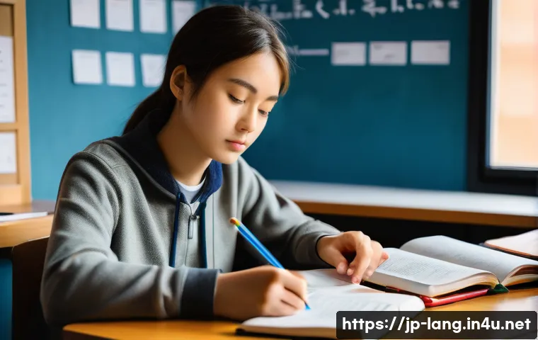 프랑스어와 독일어 문화적 차이를 통한 시험 대비법 - A cozy study room scene featuring a young Japanese student attentively learning French and German la...